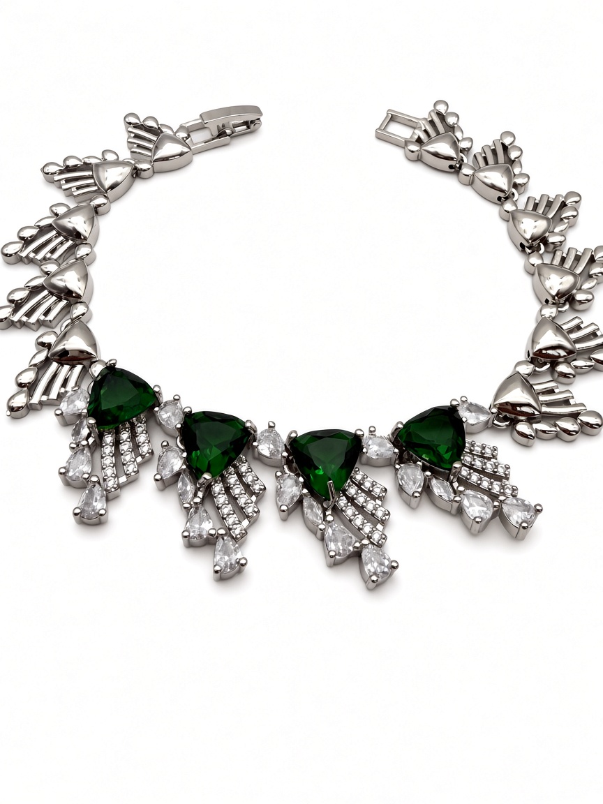 III. Link Bracelet — Platinum-Plated Copper & Zirconia