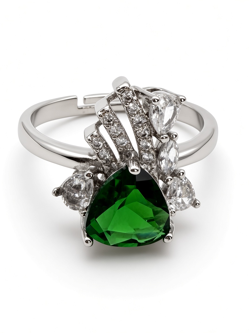 IV. Statement Ring — Platinum-Plated Copper & Zirconia