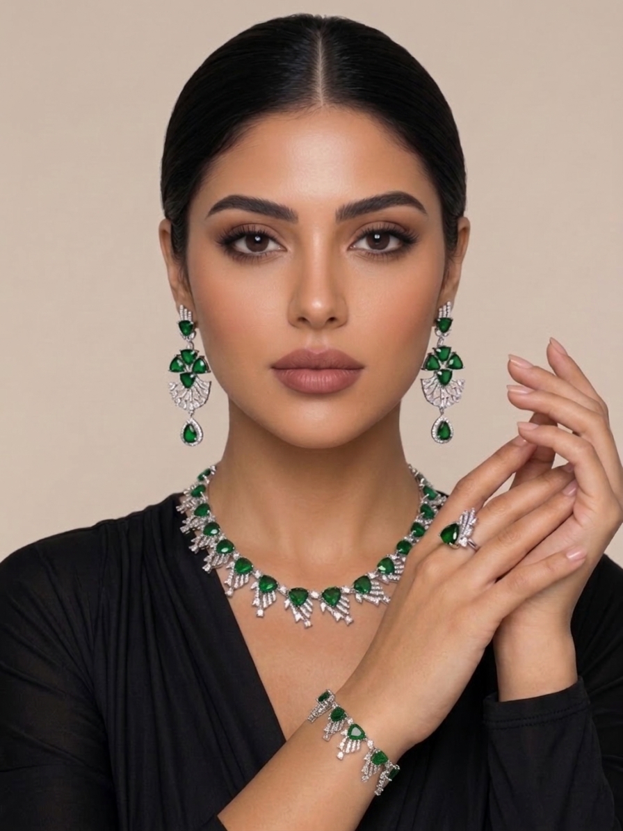Royal Emerald-Green Zirconia 4-Piece Set